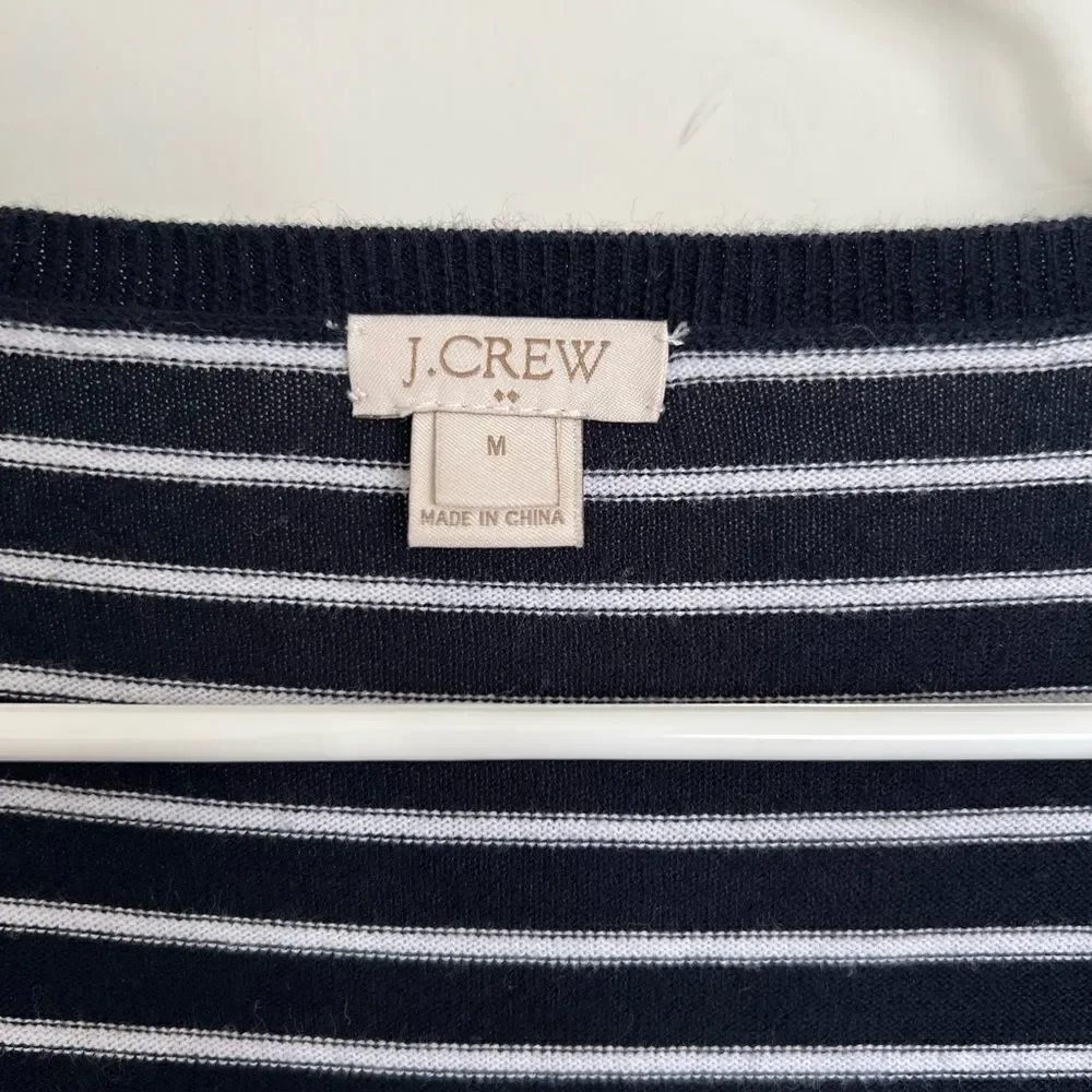 J. Crew Navy striped V neck sweater. size M